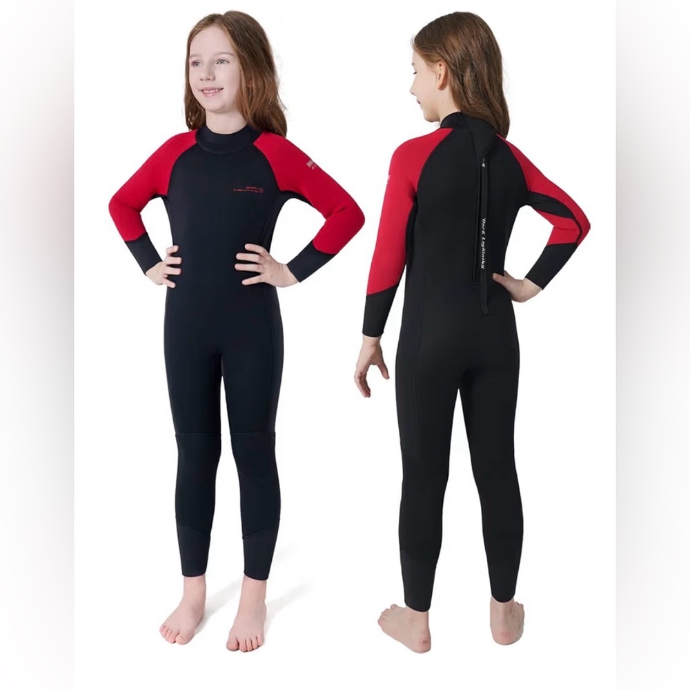 Dark Lightning Kids Wetsuit Size 6 - Black and Red